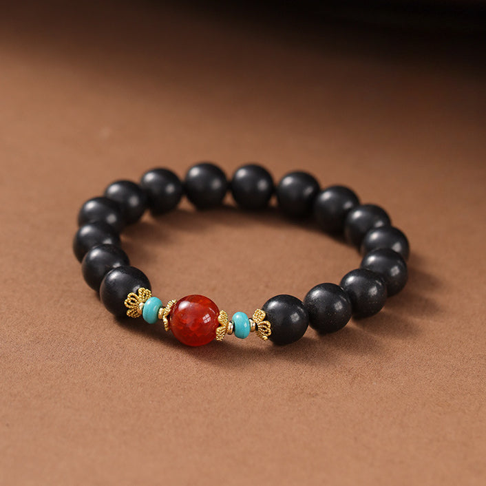 (Career and health) Agate turquoise Chinese herbal medicine Hexiang beads Feng Shui healing bracelet