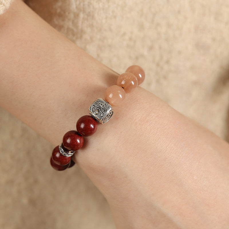(Wealth and emotion) Tibetan silver Zakiram sun stone Chinese herbal medicine hexiang beads bracelet