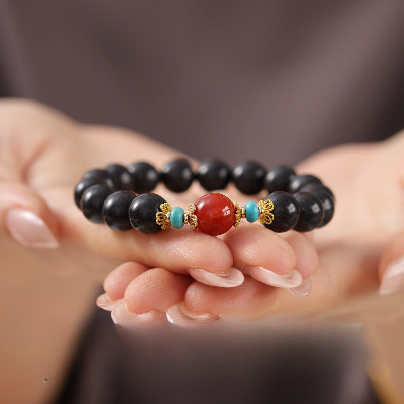 (Career and health) Agate turquoise Chinese herbal medicine Hexiang beads Feng Shui healing bracelet