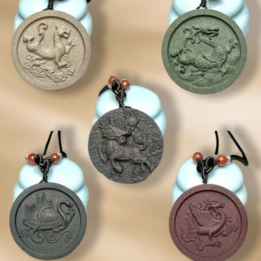 China's five great beasts Chinese herbal medicine incense plaque ancient handmade talisman body pendant tablet necklace