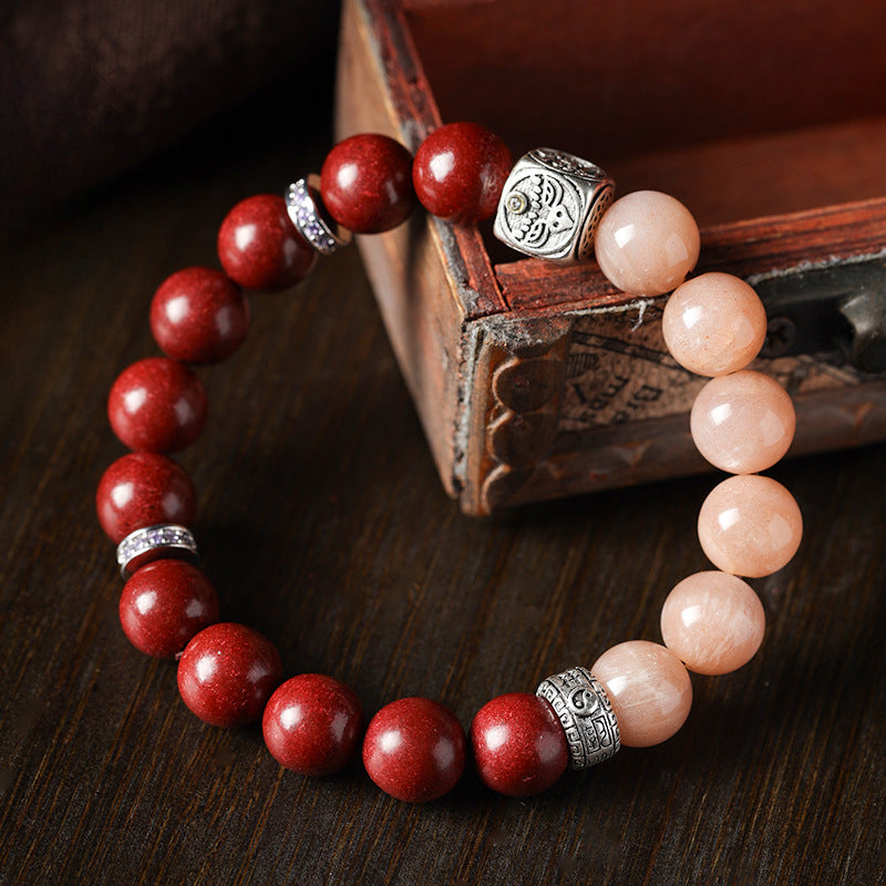 (Wealth and emotion) Tibetan silver Zakiram sun stone Chinese herbal medicine hexiang beads bracelet