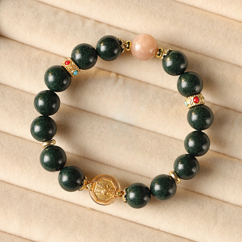 (balance and fortune) Golden Light Curse White Crystal Sunstone Chinese Herbal Medicine Hexiang Bead Bracelet