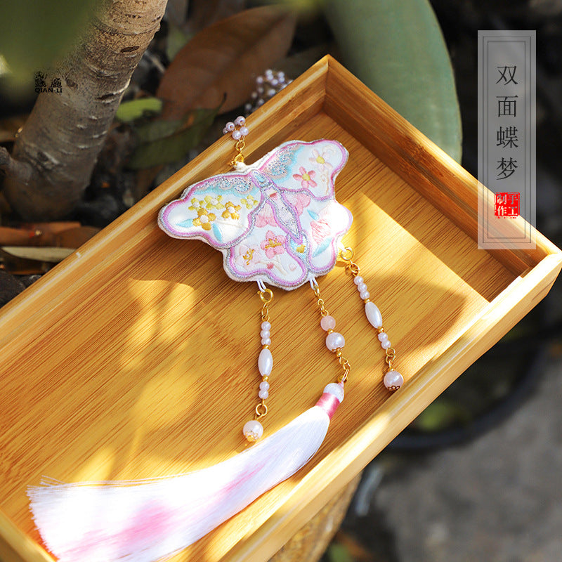 (Butterfly/Paper Kite) Chinese Herbal Medicine Double-sided Embroidered Sachet Handmade Neck Sachet