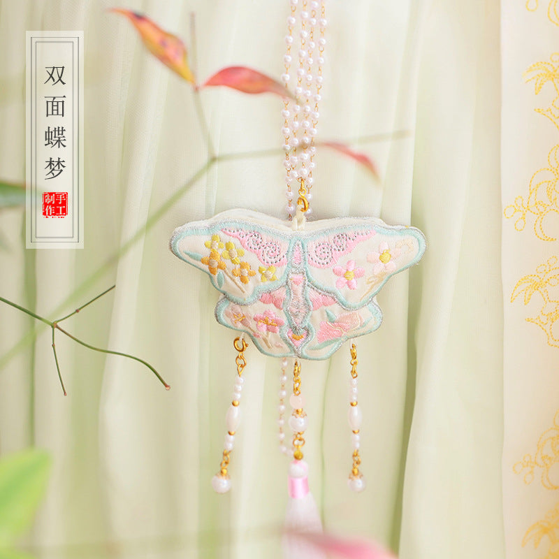 (Butterfly/Paper Kite) Chinese Herbal Medicine Double-sided Embroidered Sachet Handmade Neck Sachet