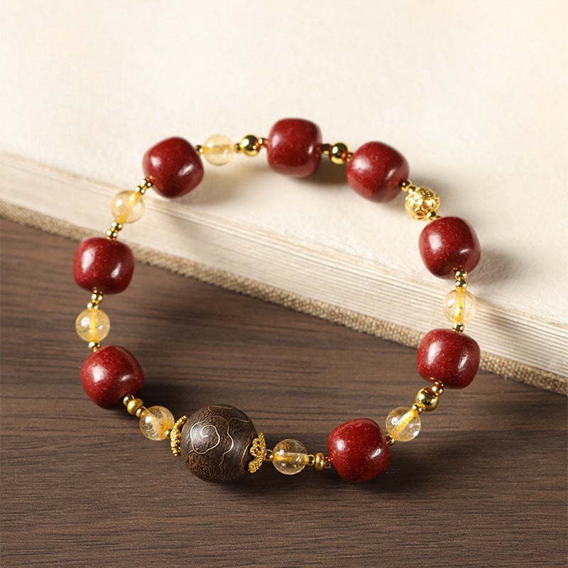(Attracting wealth) Chinese Herbal Medicine Hexiang Incense Bead Citrine Healing Bracelet