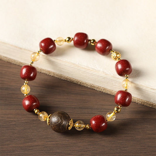 (Attracting wealth) Chinese Herbal Medicine Hexiang Incense Bead Citrine Healing Bracelet
