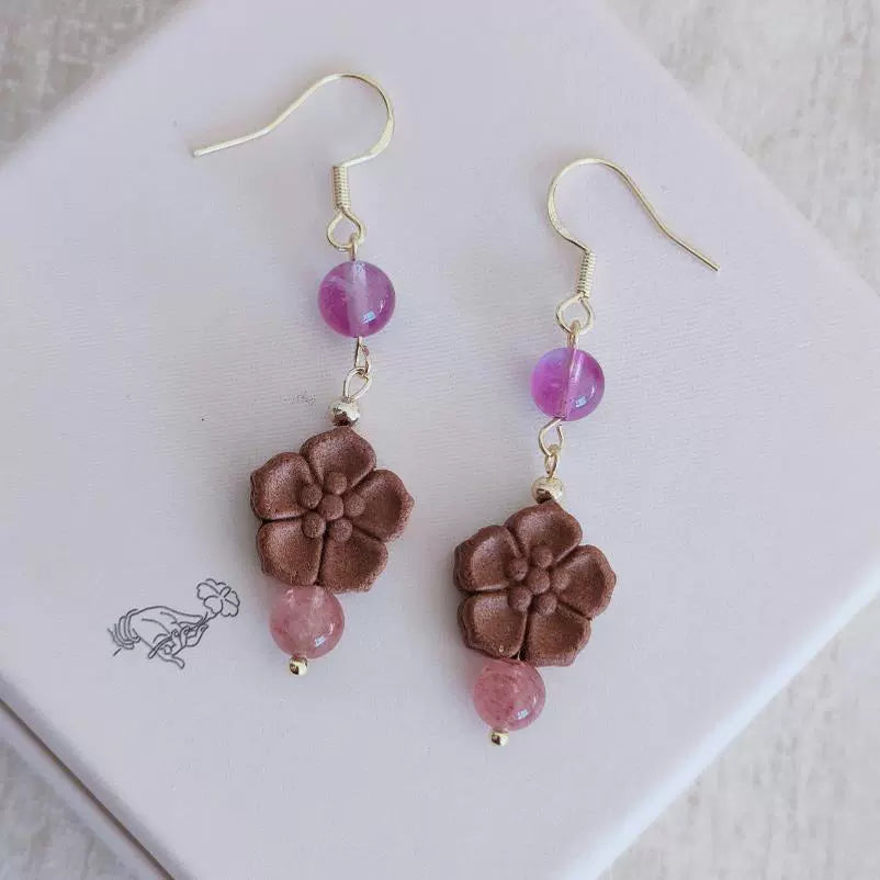 Handmade Chinese herbal medicine incense bead earrings