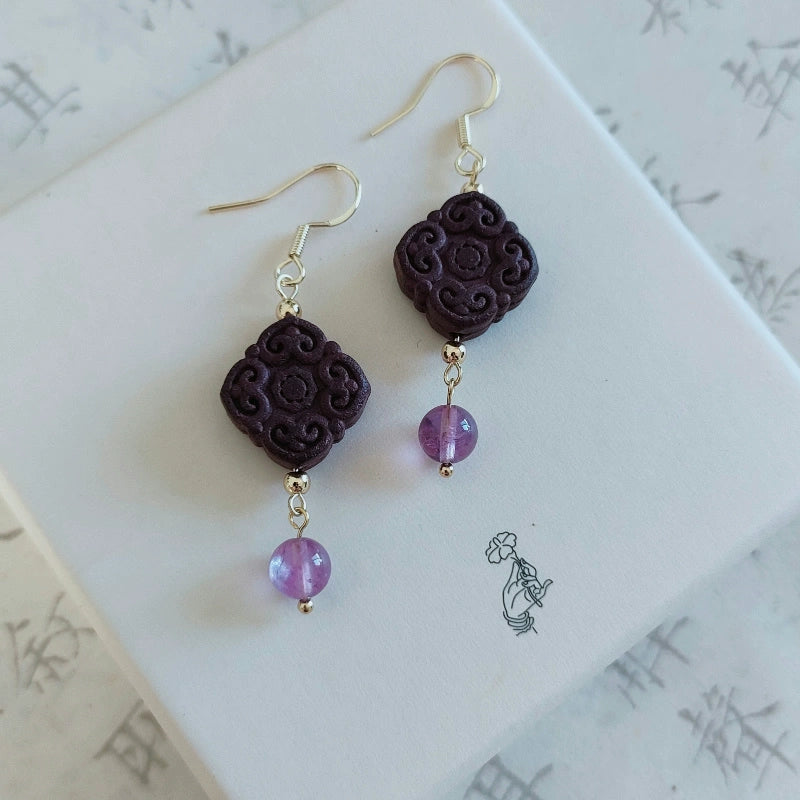 Handmade Chinese herbal medicine incense bead earrings