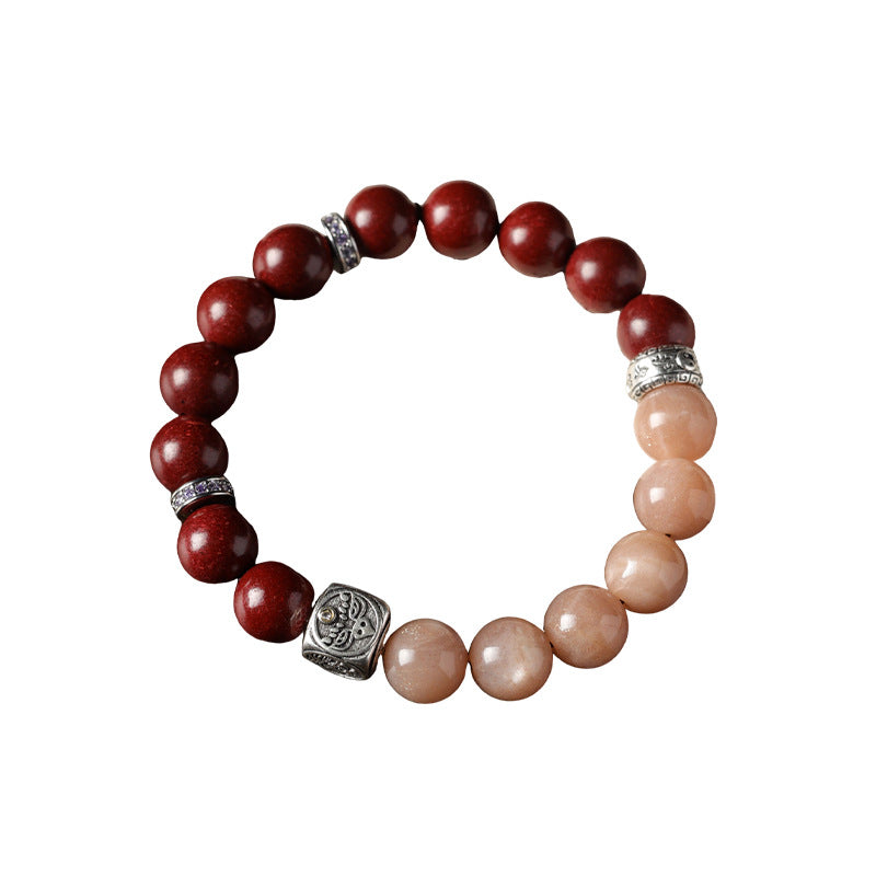 (Wealth and emotion) Tibetan silver Zakiram sun stone Chinese herbal medicine hexiang beads bracelet