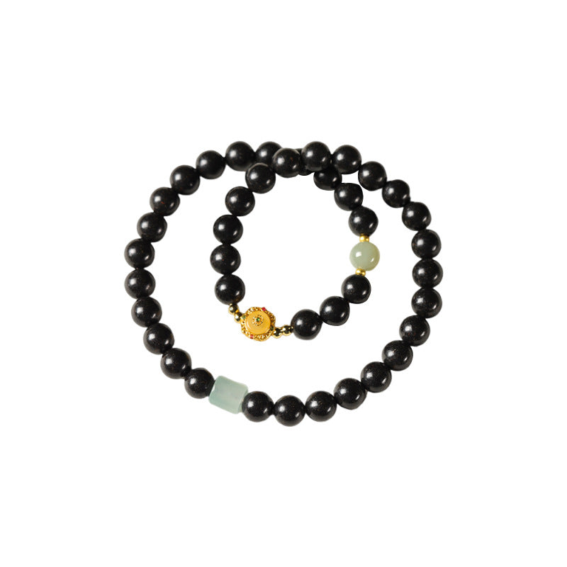 (Health and harmony) Hetian jade Beeswax Chinese Herbal HeXiang Bead Healing Bracelet