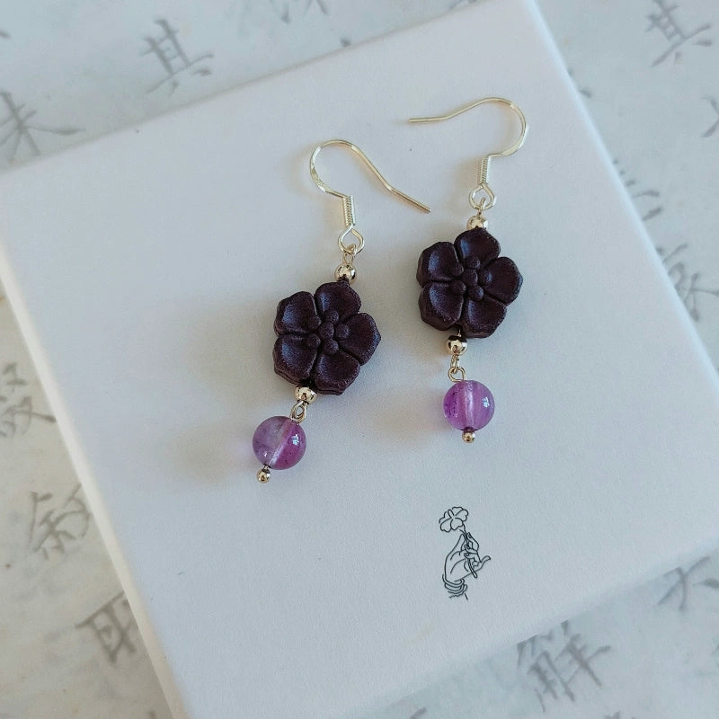 Handmade Chinese herbal medicine incense bead earrings