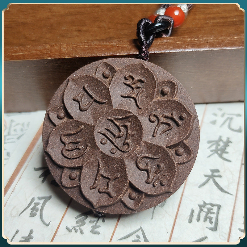 (Yaochi) Ancient Formula Chinese herbal medicine incence plaque six-character mantra amulet tablet necklace