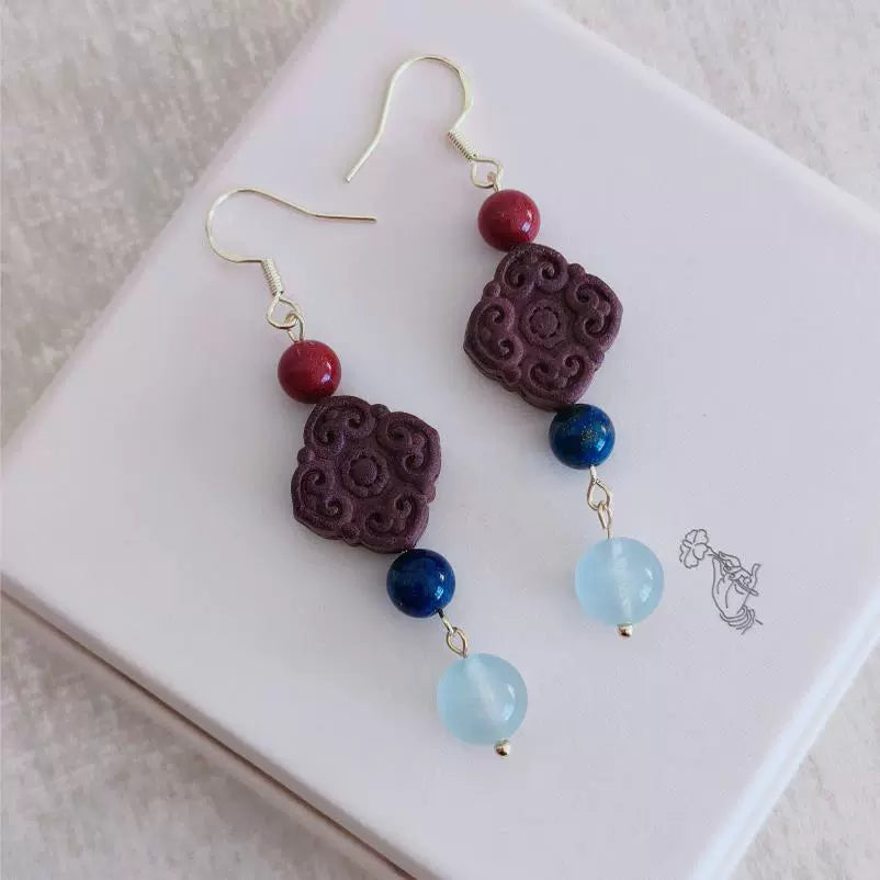 Handmade Chinese herbal medicine incense bead earrings