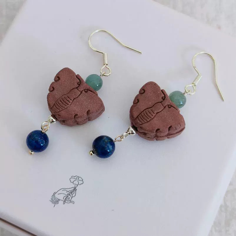 Handmade Chinese herbal medicine incense bead earrings