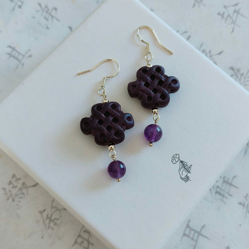Handmade Chinese herbal medicine incense bead earrings