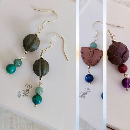 Handmade Chinese herbal medicine incense bead earrings