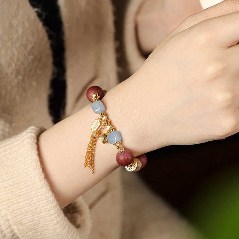 (Lucky streak) Chinese herbal medicine Hexiang incense beads chalcedony bracelet.
