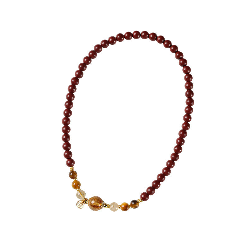 (Wealth and emotion) Citrine Tiger's Eye Stone Five Elements Red Chinese Herbal Medicine Hexiang Beads Feng Shui Healing Bracelet