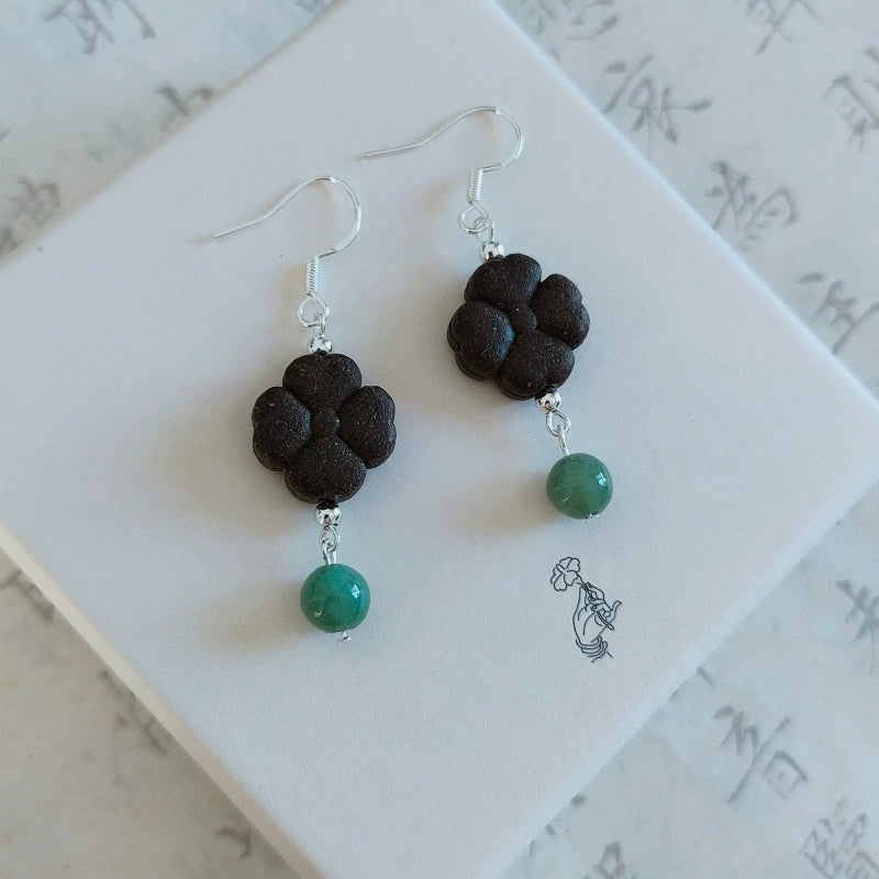 Handmade Chinese herbal medicine incense bead earrings