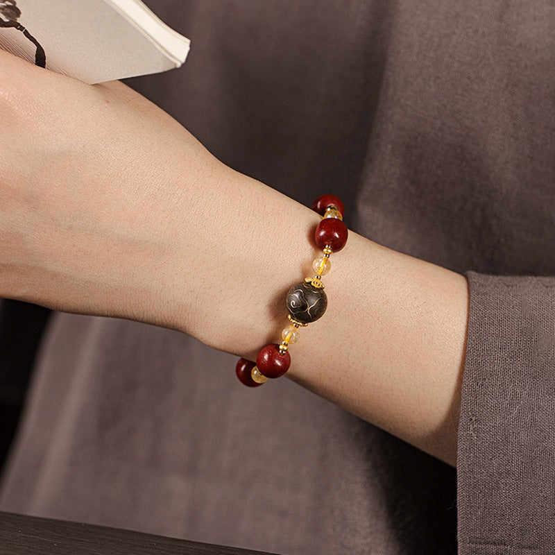 (Attracting wealth) Chinese Herbal Medicine Hexiang Incense Bead Citrine Healing Bracelet