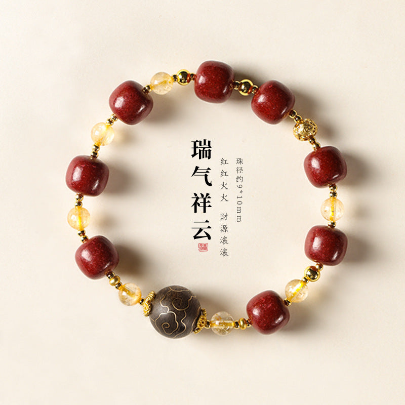 (Attracting wealth) Chinese Herbal Medicine Hexiang Incense Bead Citrine Healing Bracelet