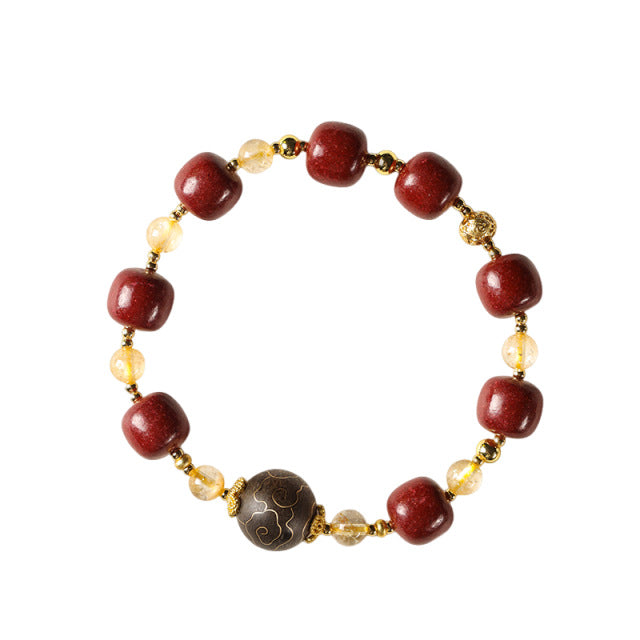 (Attracting wealth) Chinese Herbal Medicine Hexiang Incense Bead Citrine Healing Bracelet