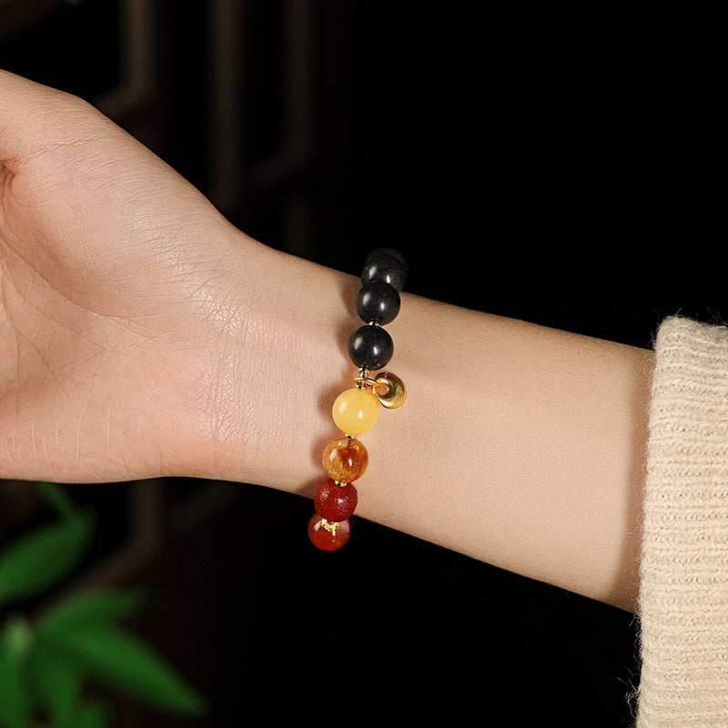 (Career and wealth) Jade agate crystal Chinese herbal medicine healing bracelet