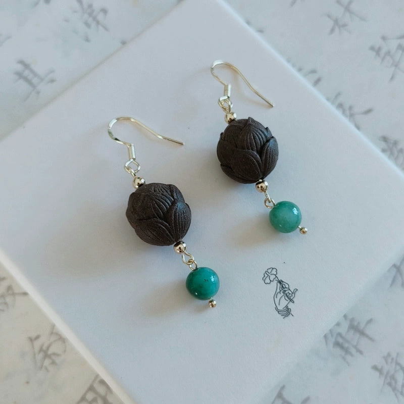 Handmade Chinese herbal medicine incense bead earrings
