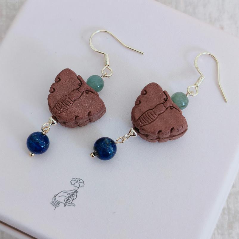 Handmade Chinese herbal medicine incense bead earrings