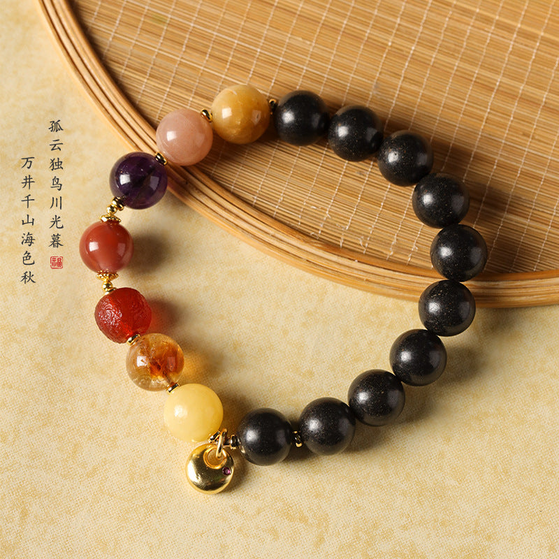 (Career and wealth) Jade agate crystal Chinese herbal medicine healing bracelet
