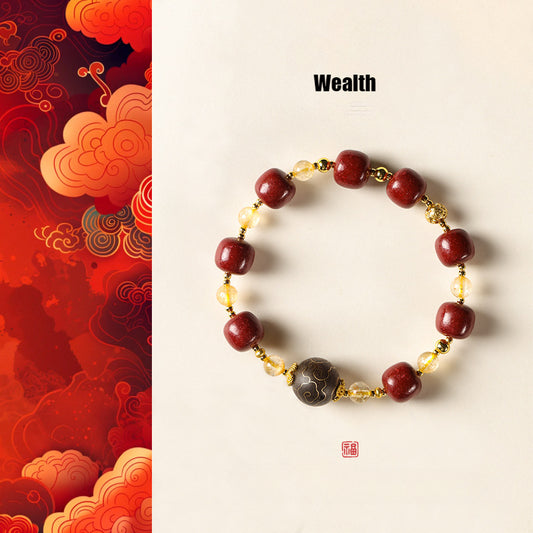 (Attracting wealth) Chinese Herbal Medicine Hexiang Incense Bead Citrine Healing Bracelet