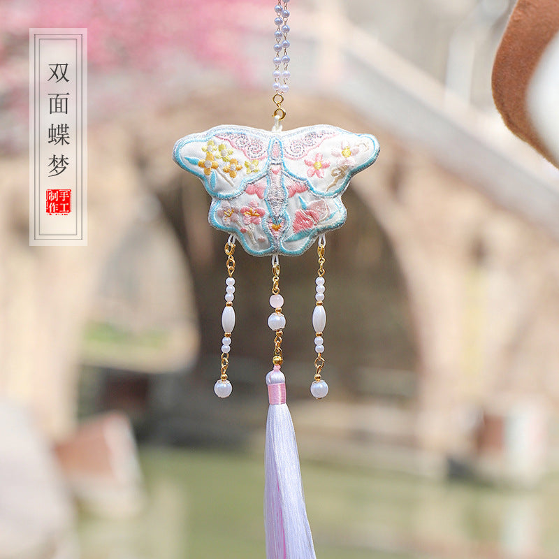 (Butterfly/Paper Kite) Chinese Herbal Medicine Double-sided Embroidered Sachet Handmade Neck Sachet