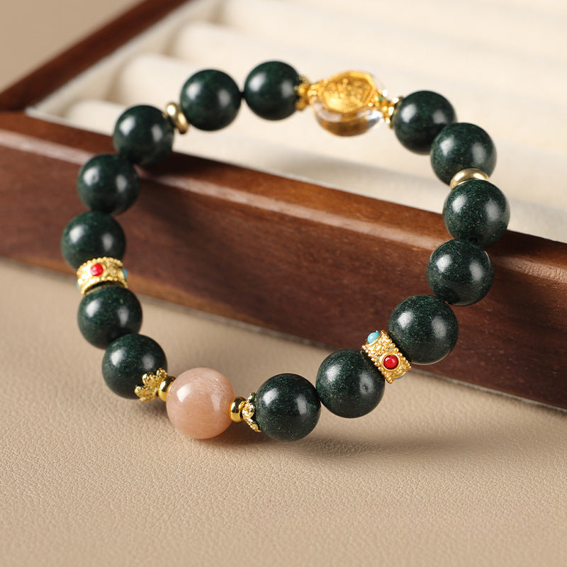 (balance and fortune) Golden Light Curse White Crystal Sunstone Chinese Herbal Medicine Hexiang Bead Bracelet