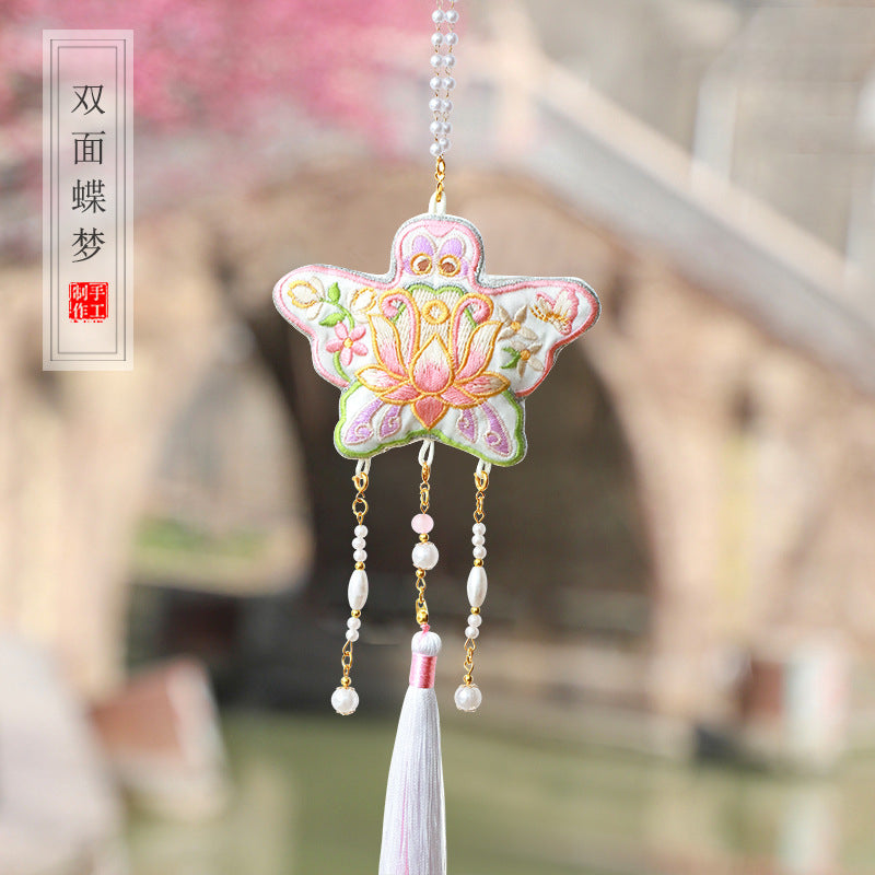 (Butterfly/Paper Kite) Chinese Herbal Medicine Double-sided Embroidered Sachet Handmade Neck Sachet