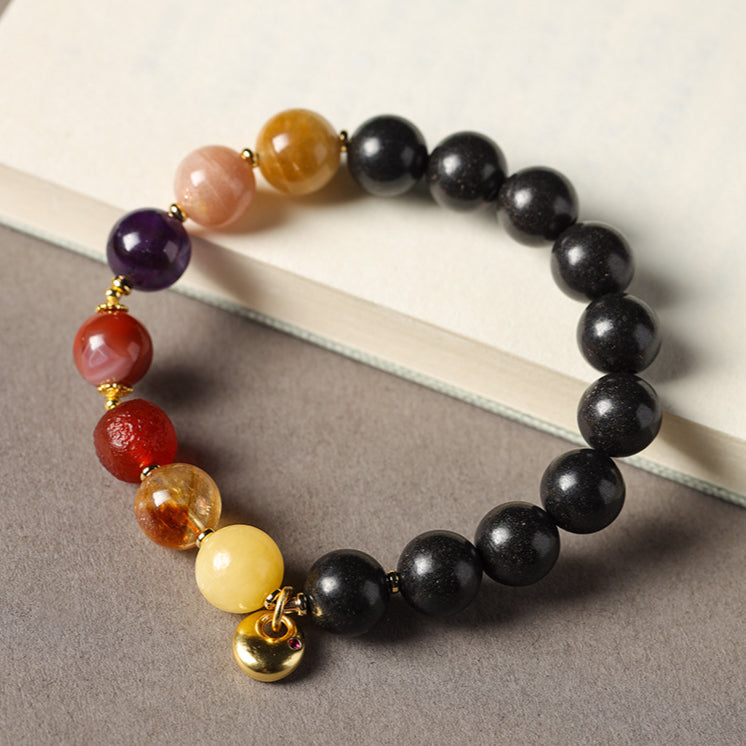 (Career and wealth) Jade agate crystal Chinese herbal medicine healing bracelet