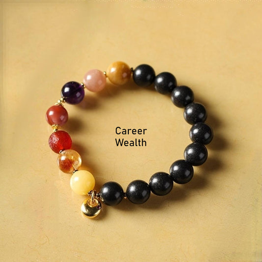 (Career and wealth) Jade agate crystal Chinese herbal medicine healing bracelet