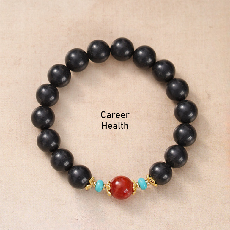 (Career and health) Agate turquoise Chinese herbal medicine Hexiang beads Feng Shui healing bracelet