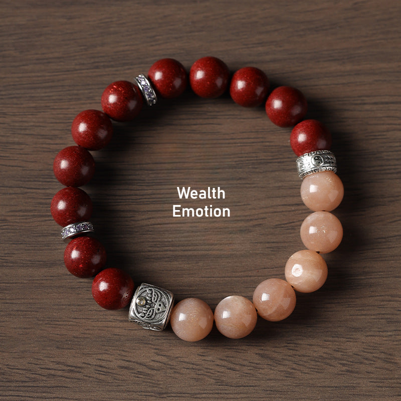 (Wealth and emotion) Tibetan silver Zakiram sun stone Chinese herbal medicine hexiang beads bracelet