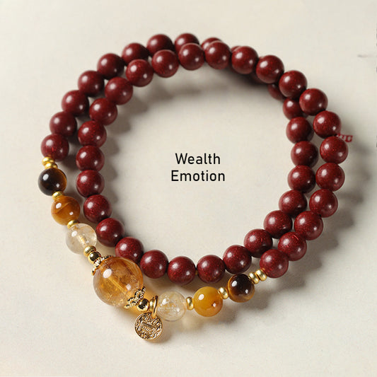 (Wealth and emotion) Citrine Tiger's Eye Stone Five Elements Red Chinese Herbal Medicine Hexiang Beads Feng Shui Healing Bracelet