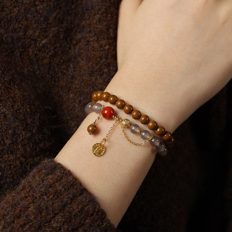 (Career and emotion) Agate Chinese Herbal Medicine Gardenia Hexiang Beads Feng Shui Healing Bracelet