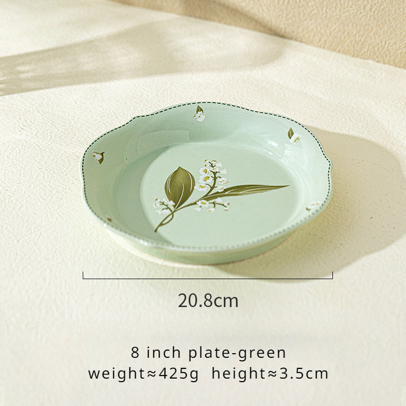 Lily of the valley ceramic dessert plates dinner bowls dinnerware set