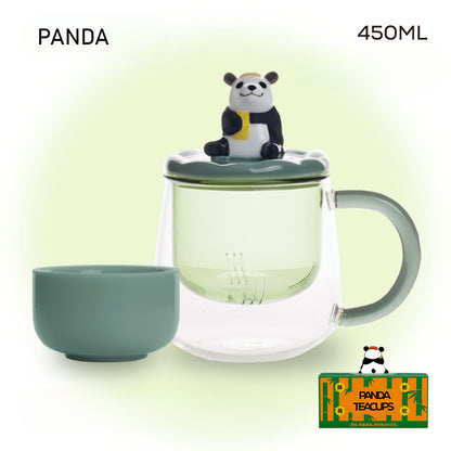 Cute Series Glass Mug Heat Resistant Mug Tea & Water Separation Mug Gift Set