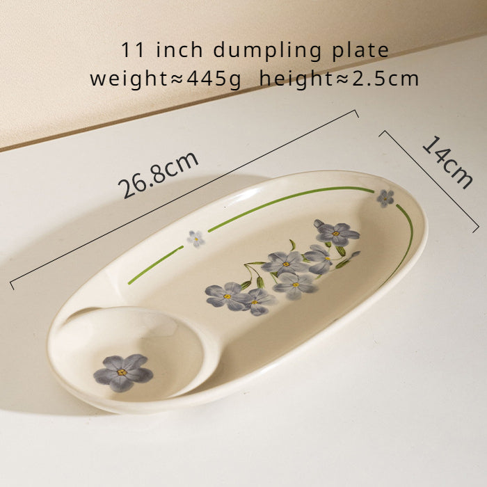 Vintage freesia ceramic dinner bowl dssert plate dinnerware set gift box