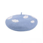 Parent-child handmade wool felt blue sky and white cloud beret