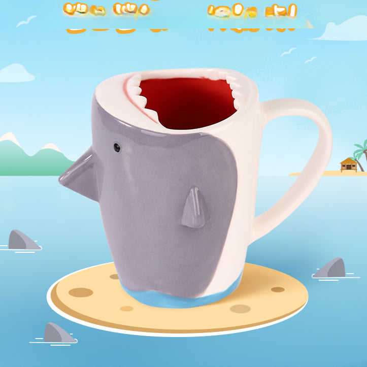 Handmade ceramic shark mug creative cute cup