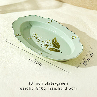 Lily of the valley ceramic dessert plates dinner bowls dinnerware set