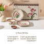 Vintage tulip dinner bowl dessert plate dinnerware set gift box