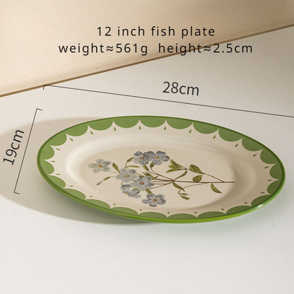 Vintage freesia ceramic dinner bowl dssert plate dinnerware set gift box