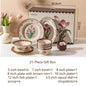 Vintage tulip dinner bowl dessert plate dinnerware set gift box