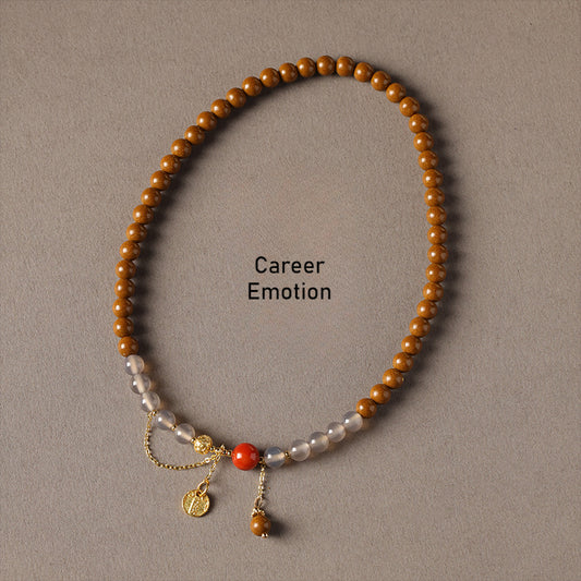 (Career and emotion) Agate Chinese Herbal Medicine Gardenia Hexiang Beads Feng Shui Healing Bracelet